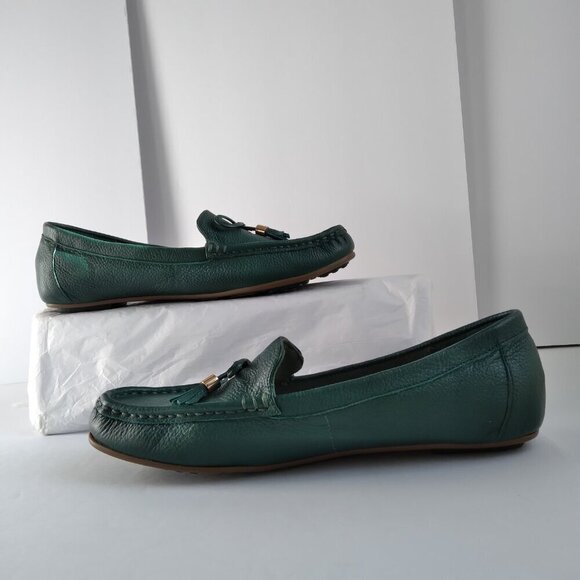 Isaac Mizrahi Live! Emerald Green Driving Moccasins with Leather Bow SZ 7.5 - Picture 5 of 8